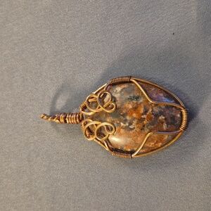 Wire Wrapped Red Jasper Cabochon Gemstone Pendant